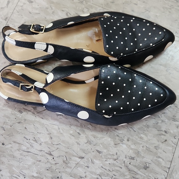 Talbots Polka Dot Slingback Women's Shoes Size 6.5 Black White - Picture 4 of 7